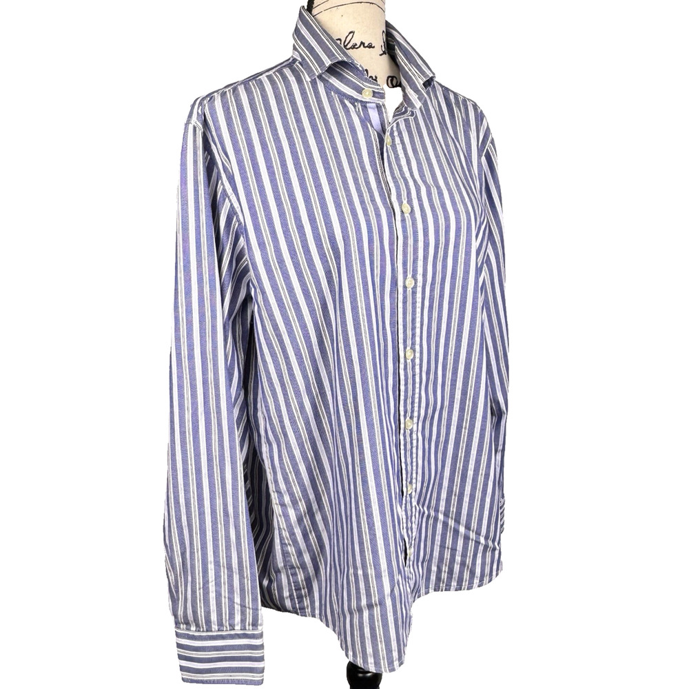 Haupt of Germany Long Sleeve Shirt Striped Cotton Button Up Preppy Casual 41/42